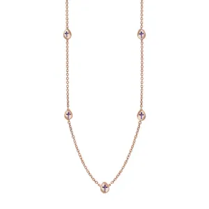 18ct Rose Gold Blue John Cross Link Disc Chain Necklace