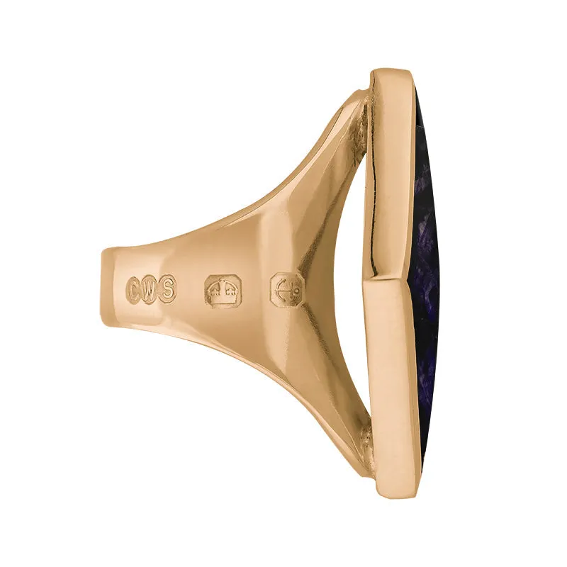 18ct Rose Gold Blue John King's Coronation Hallmark Medium Rhombus Ring D