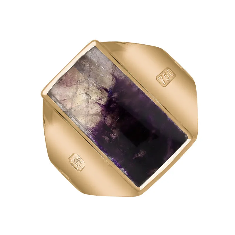 18ct Rose Gold Blue John King's Coronation Hallmark Small Oblong Ring D