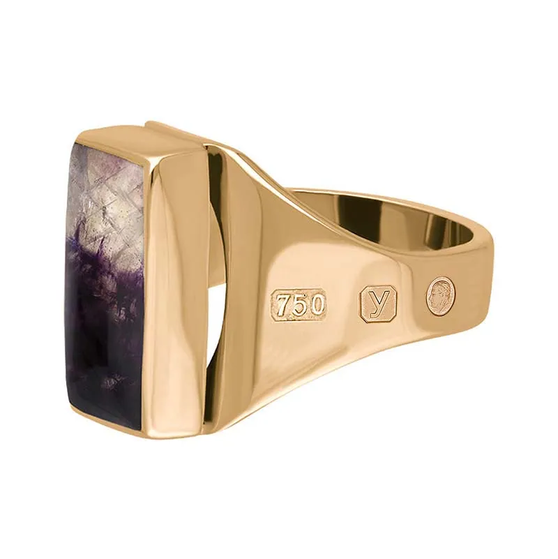 18ct Rose Gold Blue John King's Coronation Hallmark Small Oblong Ring D