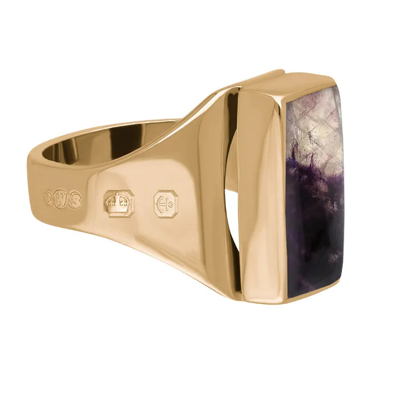 18ct Rose Gold Blue John King's Coronation Hallmark Small Oblong Ring D