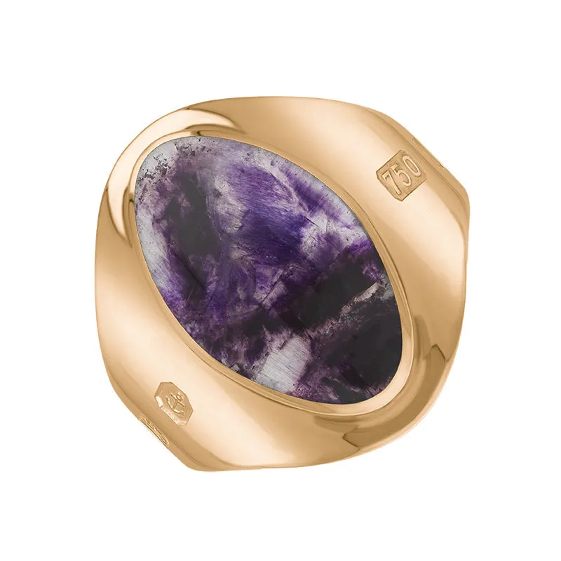 18ct Rose Gold Blue John King's Coronation Hallmark Small Oval Ring D
