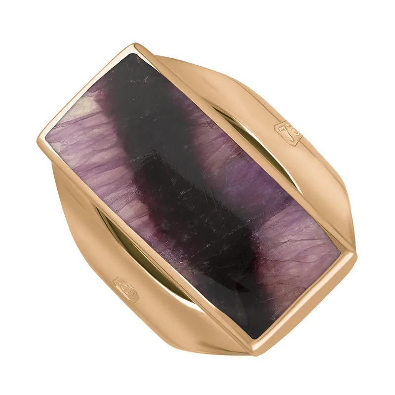 18ct Rose Gold Blue John Queen's Jubilee Hallmark Medium Oblong Ring D