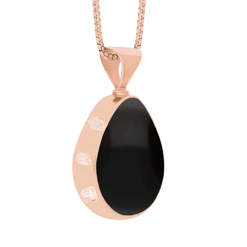 18ct Rose Gold Blue John Whitby Jet Queens Jubilee Hallmark Double Sided Pear-shaped Necklace D