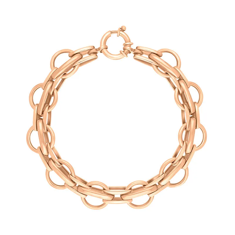 18ct Rose Gold Round Link Handmade Bracelet
