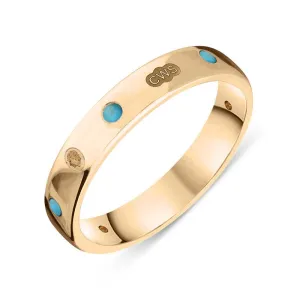 18ct Rose Gold Turquoise King's Coronation Hallmark 4mm Ring D