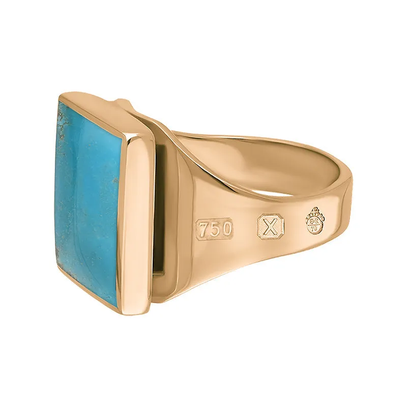 18ct Rose Gold Turquoise Queen's Jubilee Hallmark Small Square Ring D