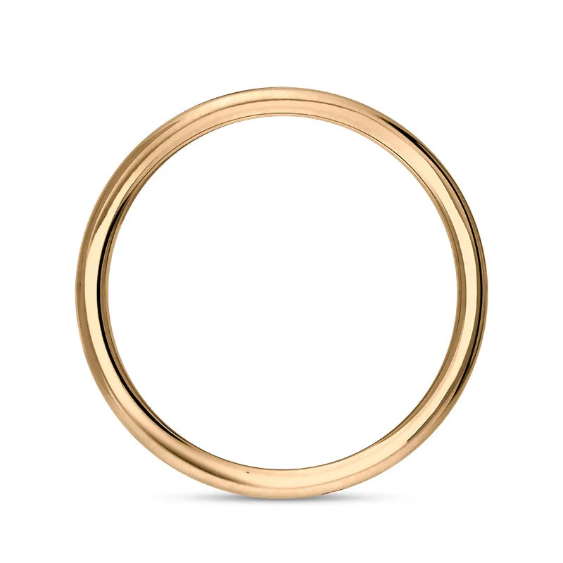 18ct Rose Gold Whitby Jet King's Coronation Hallmark 6mm Ring D