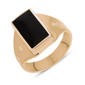 18ct Rose Gold Whitby Jet King's Coronation Hallmark Small Oblong Ring D