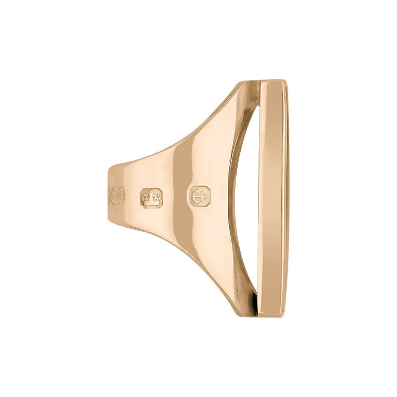 18ct Rose Gold Whitby Jet Queen's Jubilee Hallmark Large Oblong Ring D
