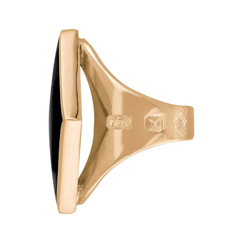 18ct Rose Gold Whitby Jet Queen's Jubilee Hallmark Medium Rhombus Ring D