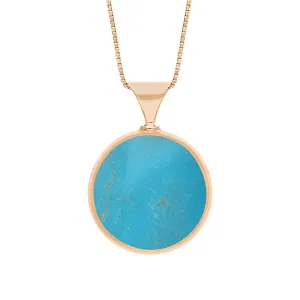 18ct Rose Gold Whitby Jet Turquoise Queens Jubilee Hallmark Double Sided Round Necklace D