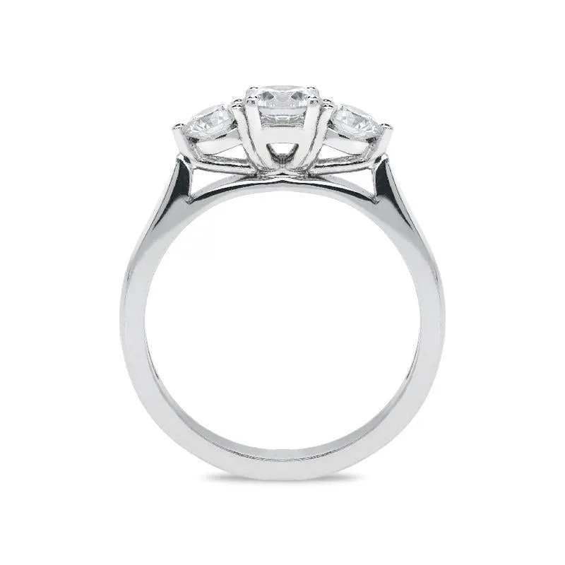 18ct White Gold 0.77ct Diamond Brilliant Cut Trilogy Ring