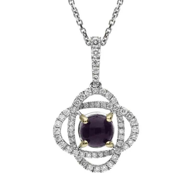 18ct White Gold Blue John and Diamond Necklace