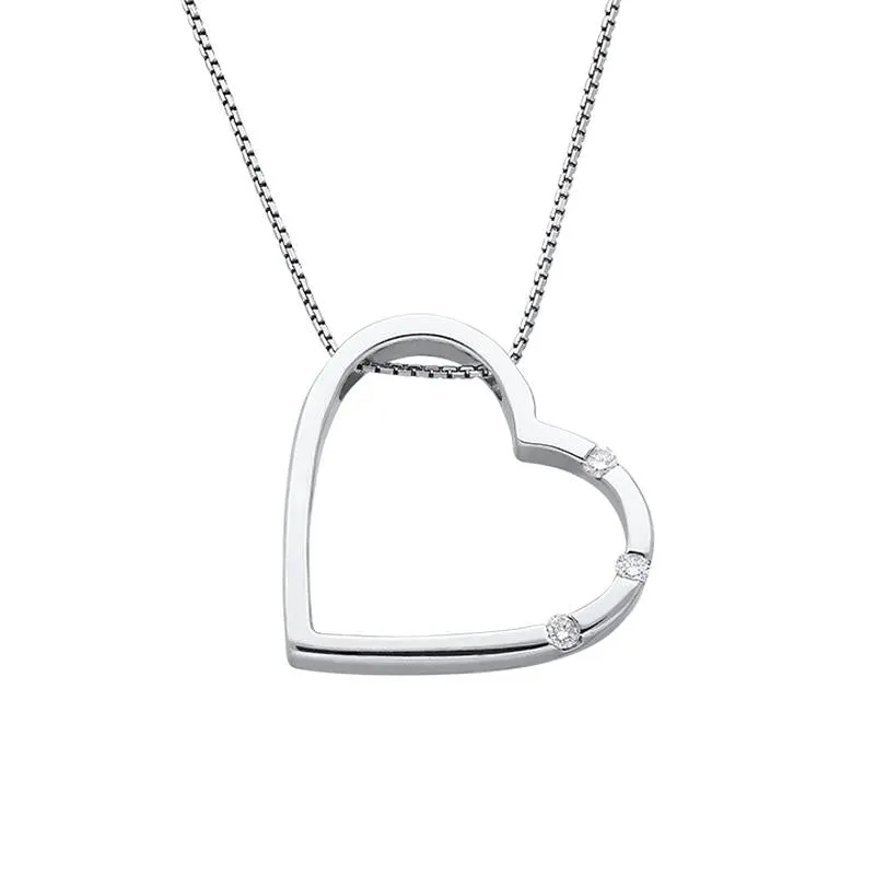 18ct White Gold Diamond Open Heart Necklace