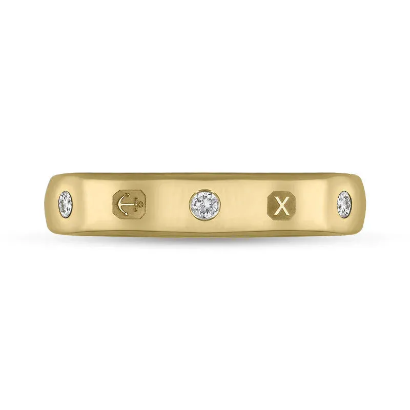 18ct Yellow Gold 0.15ctiamond Queen's Jubilee Hallmark 4mm Ring D