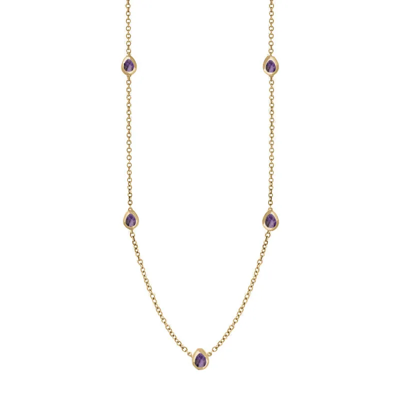 18ct Yellow Gold Blue John Cross Link Disc Chain Necklace