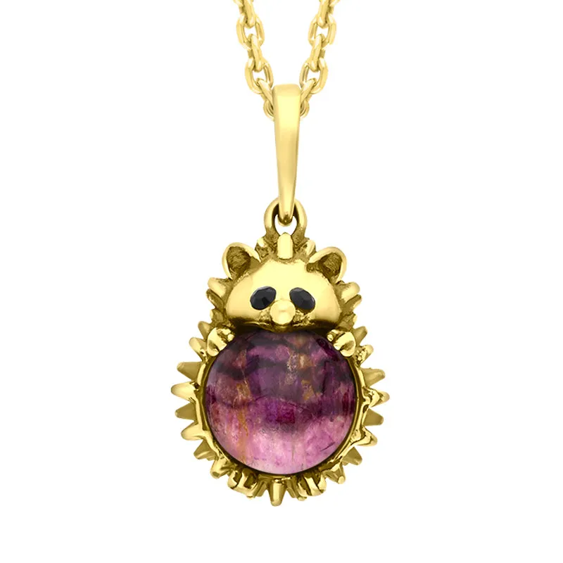 18ct Yellow Gold Blue John Medium Hedgehog Necklace