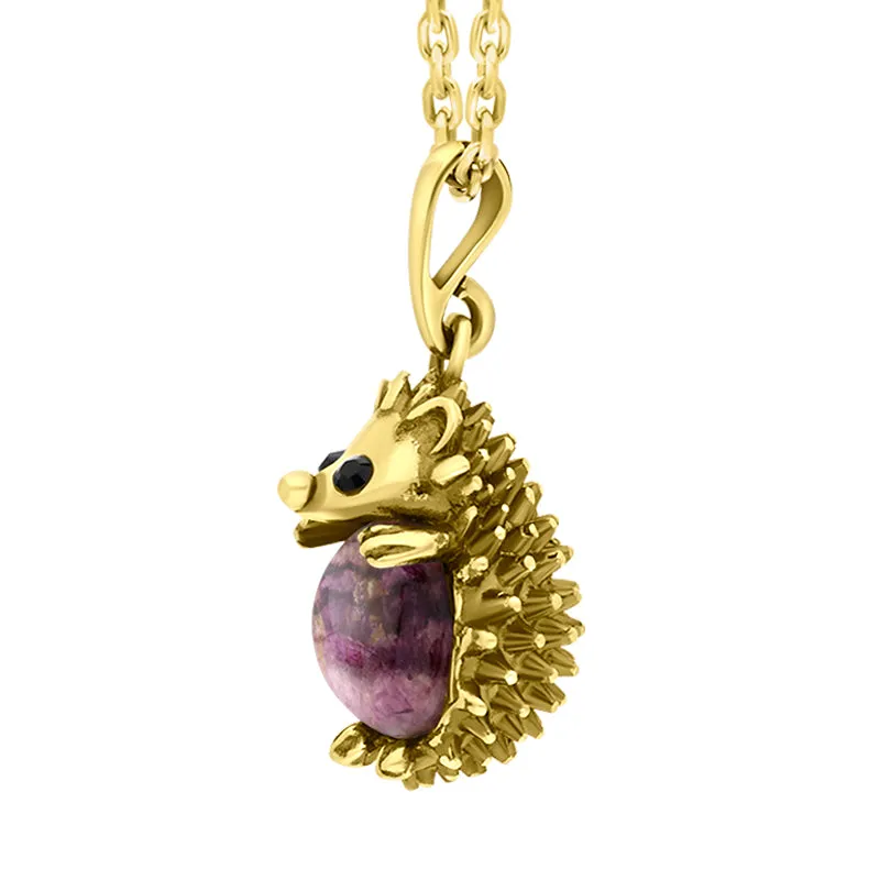 18ct Yellow Gold Blue John Medium Hedgehog Necklace