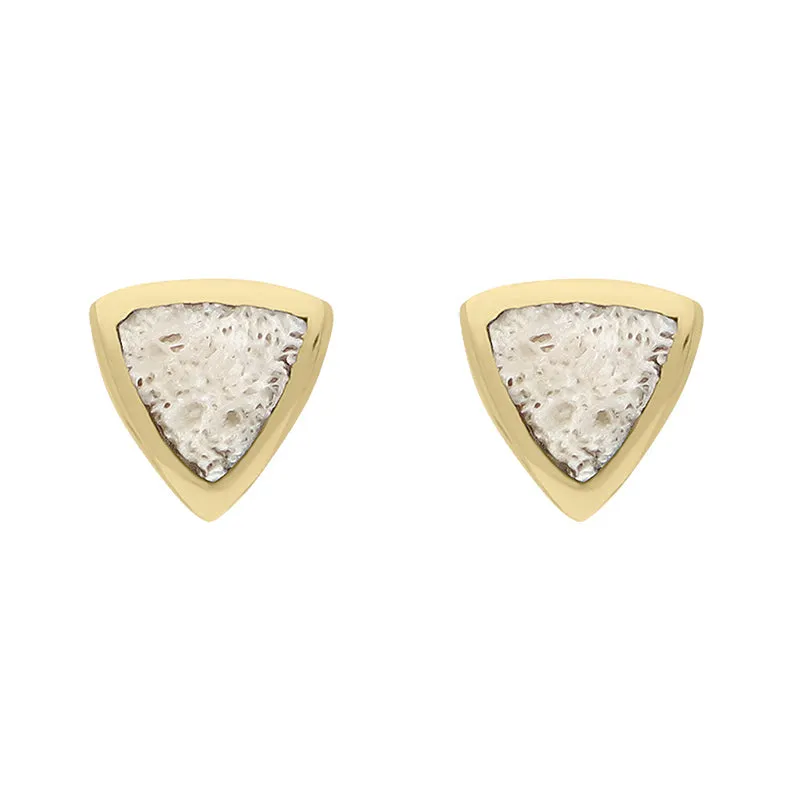18ct Yellow Gold Coquina Small Curved Triangle Stud Earrings