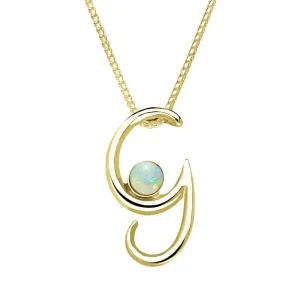 18ct Yellow Gold Opal Love Letters Initial G Necklace