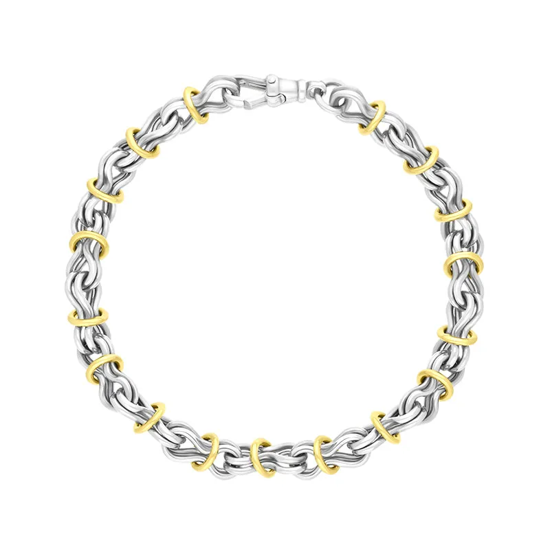 18ct Yellow Gold Sterling Silver Multi Link Handmade Bracelet D