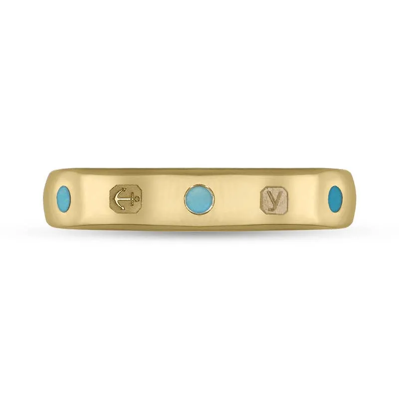 18ct Yellow Gold Turquoise King's Coronation Hallmark 4mm Ring D