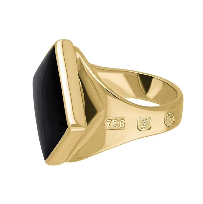 18ct Yellow Gold Whitby Jet King's Coronation Hallmark Small Rhombus Ring D