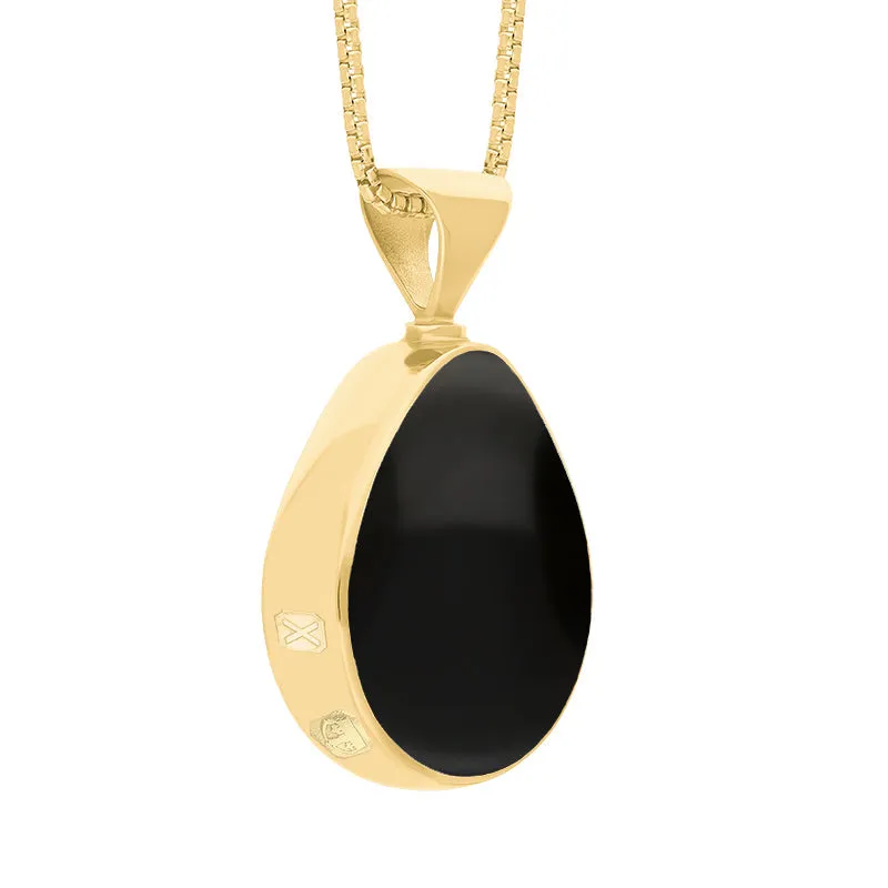 18ct Yellow Gold Whitby Jet Lapis Lazuli Hallmark Double Sided Pear-shaped Necklace