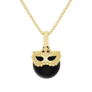 18ct Yellow Gold Whitby Jet Zodiac Gemini 9mm Bead Pendant