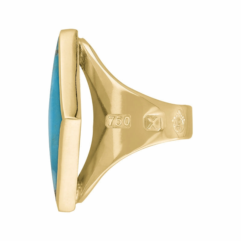 18ct Yellow Gold Turquoise Queen's Jubilee Hallmark Medium Rhombus Ring D