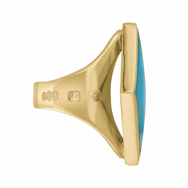 18ct Yellow Gold Turquoise Queen's Jubilee Hallmark Medium Rhombus Ring D