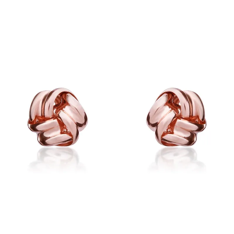 9ct Rose Gold 4.5mm Looped Knot Stud Earrings