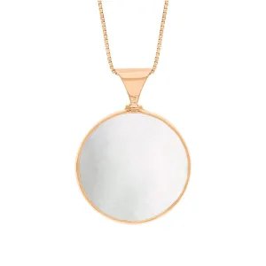 9ct Rose Gold Blue John Mother of Pearl King's Coronation Hallmark Double Sided Round Necklace D