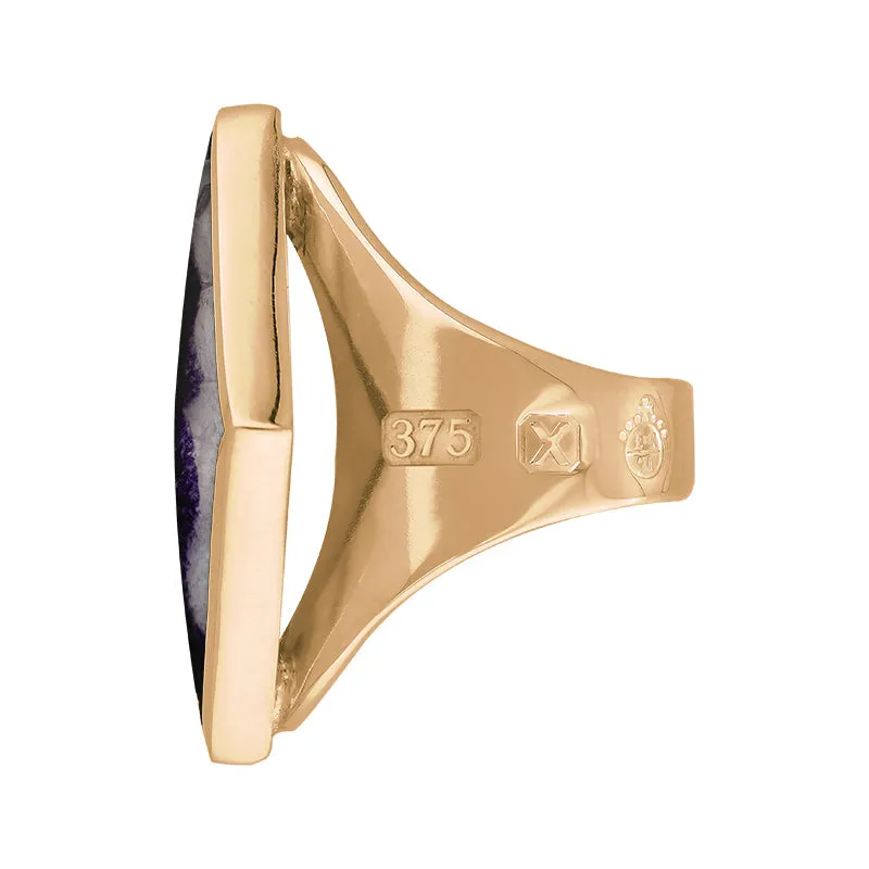 9ct Rose Gold Blue John Queen's Jubilee Hallmark Medium Rhombus Ring D