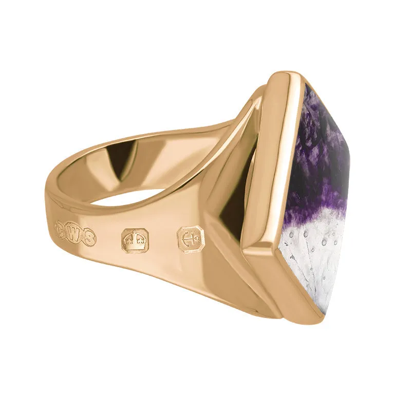 9ct Rose Gold Blue John Queen's Jubilee Hallmark Small Rhombus Ring D