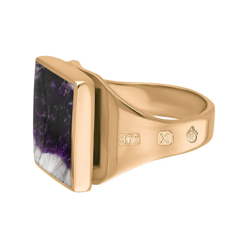 9ct Rose Gold Blue John Queen's Jubilee Hallmark Small Square Ring D