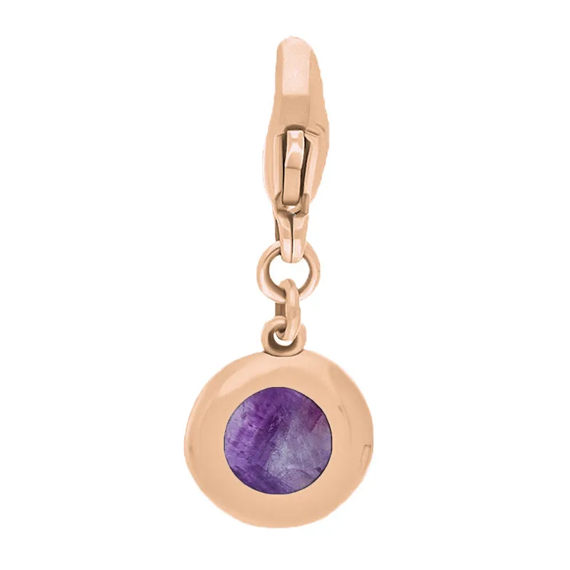9ct Rose Gold Blue John Round Shaped Star Clip Charm