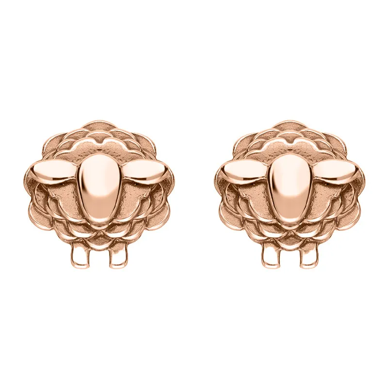 9ct Rose Gold Sheep Stud Earrings