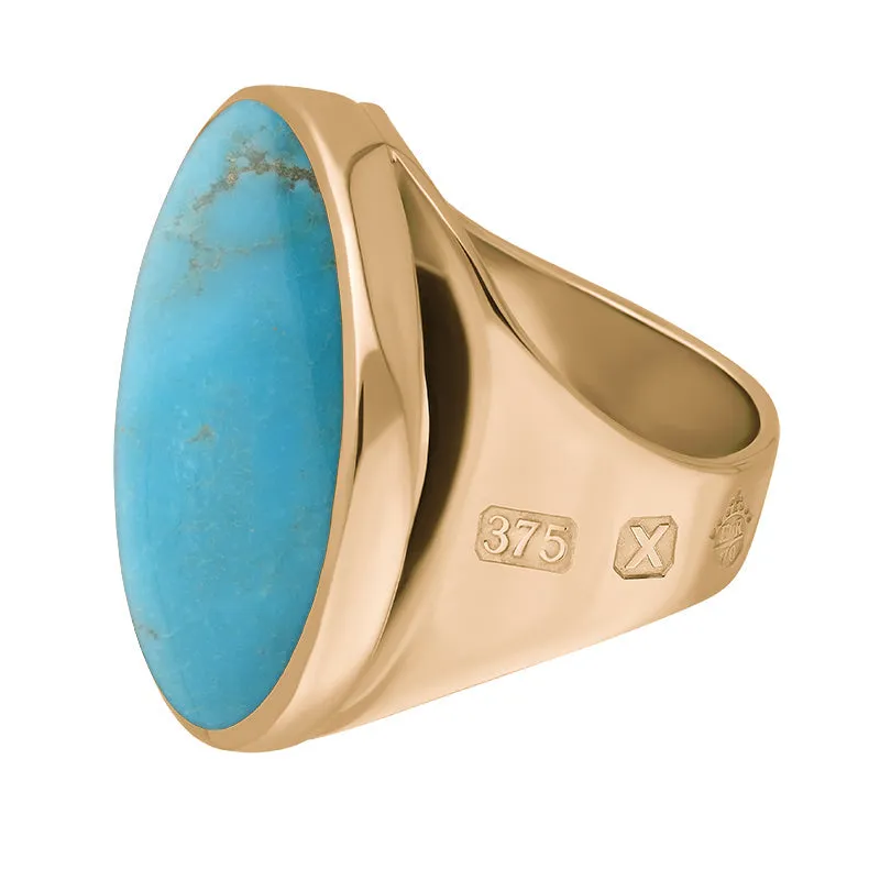 9ct Rose Gold Turquoise Queen's Jubilee Hallmark Medium Round Ring D