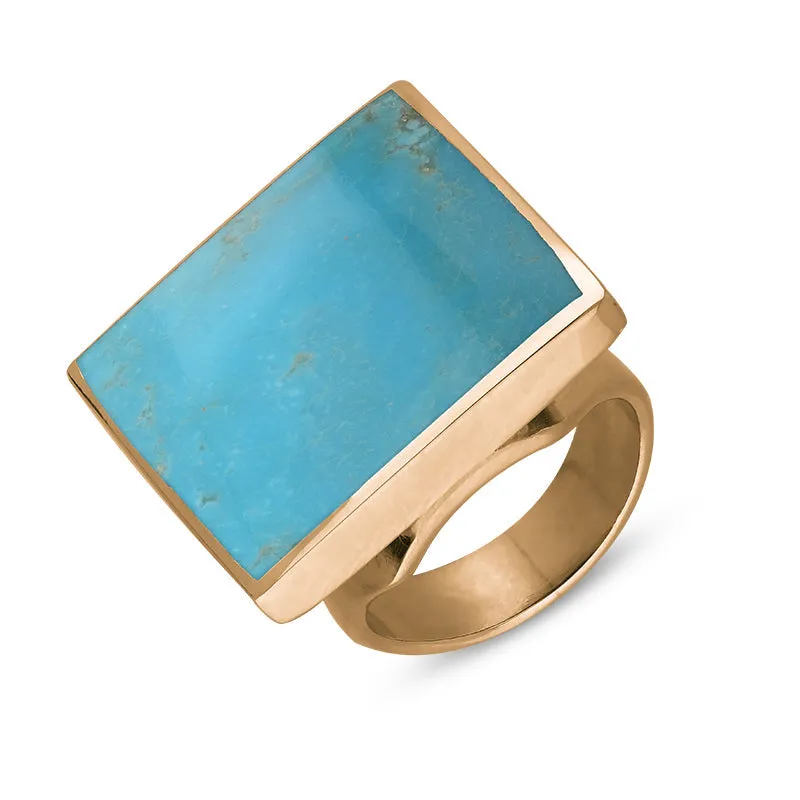 9ct Rose Gold Turquoise Queen's Jubilee Hallmark Medium Square Ring D