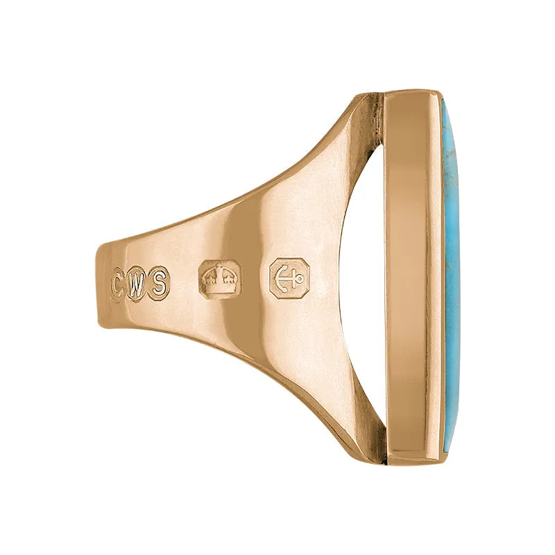 9ct Rose Gold Turquoise Queen's Jubilee Hallmark Medium Square Ring D