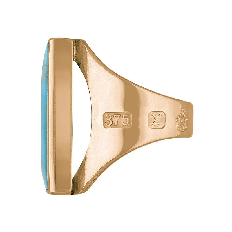 9ct Rose Gold Turquoise Queen's Jubilee Hallmark Medium Square Ring D