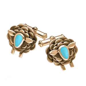 9ct Rose Gold Turquoise Sheep Cufflinks