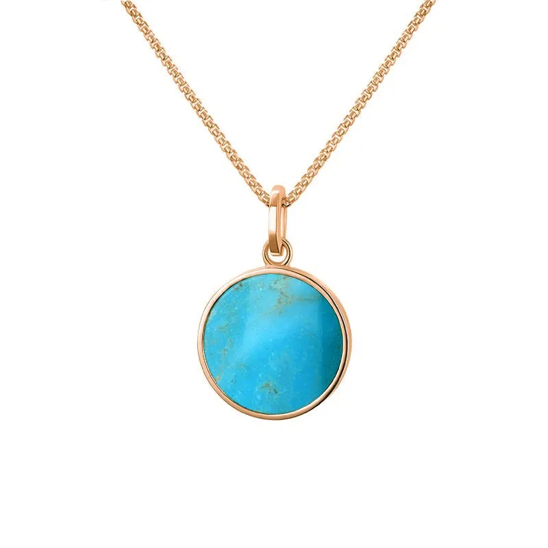 9ct Rose Gold Turquoise  Zodiac Taurus Round Necklace