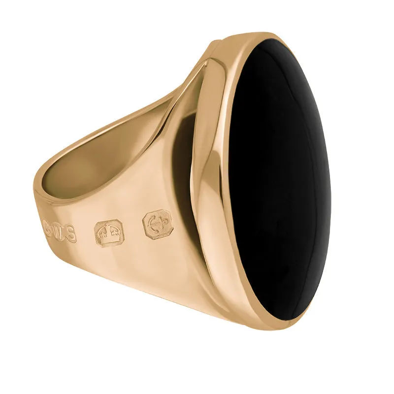 9ct Rose Gold Whitby Jet King's Coronation Hallmark Medium Round Ring D