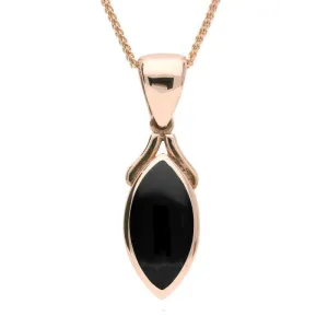 9ct Rose Gold Whitby Jet Marquise Necklace