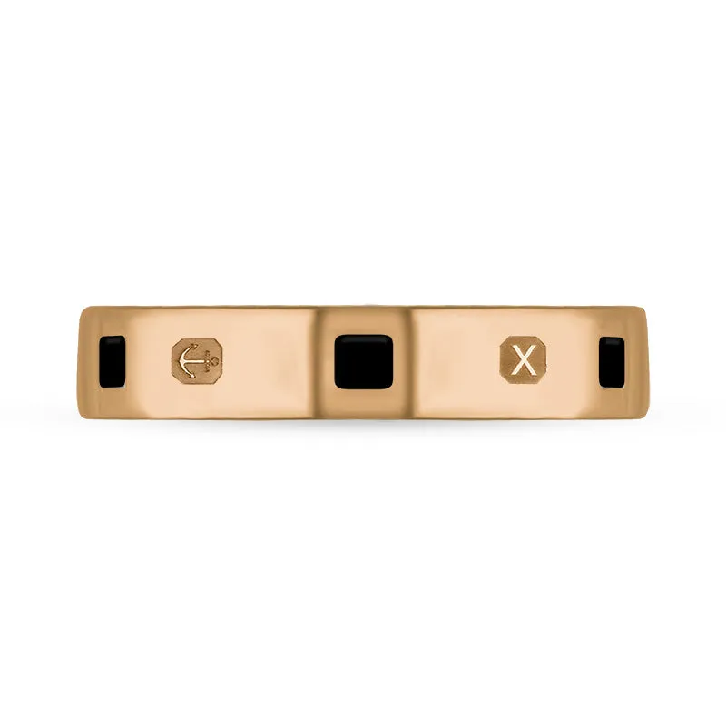 9ct Rose Gold Whitby Jet Queen's Jubilee Hallmark Princess Cut 4mm Ring D