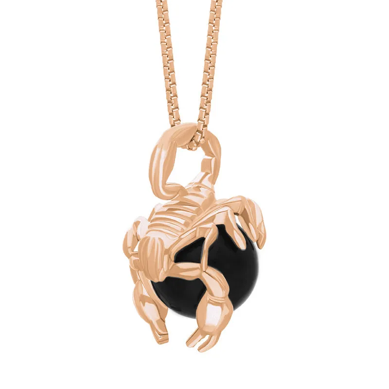 9ct Rose Gold Whitby Jet Zodiac Scorpio 9mm Bead Pendant