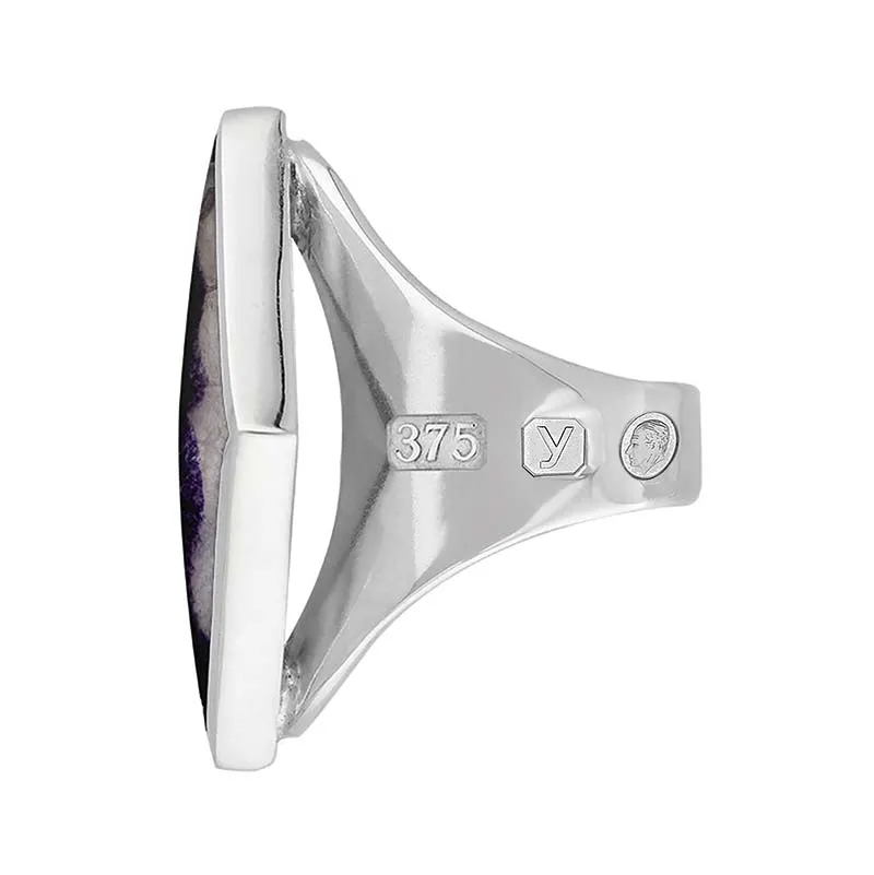 9ct White Gold Blue John King's Coronation Hallmark Medium Rhombus Ring D